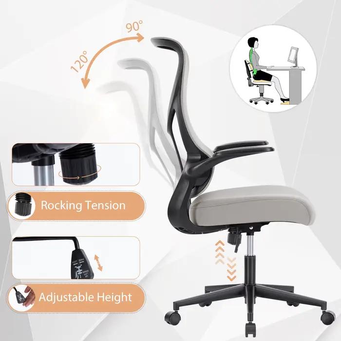 JIAN-Chaise de Bureau Ergonomique avec Support Lombaire en Maille, à Dossier Haut, pour Ordinateur,