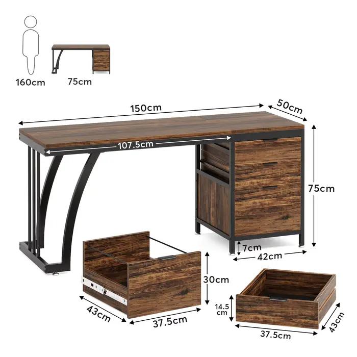 Tribesigns-Bureau d'ordinateur à proximité réversible, table d'écriture d'étude industrielle, poste