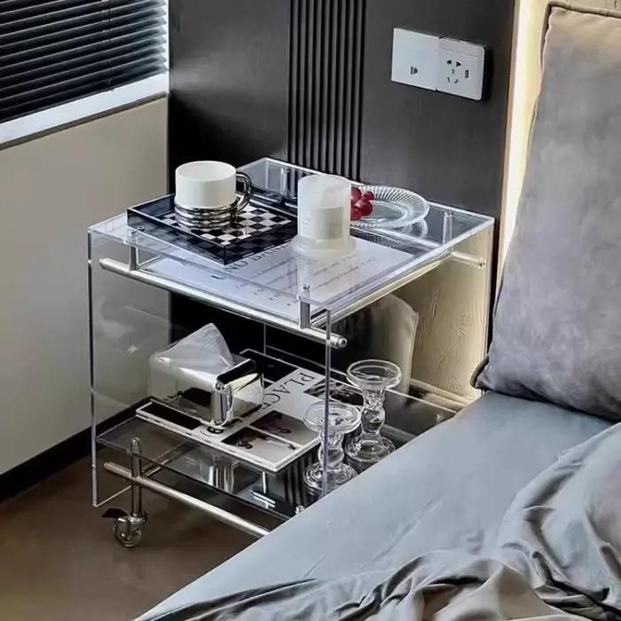 Petite table basse nordique en acrylique, chariot mobile, lumière de célébrité d'internet, luxe, hau