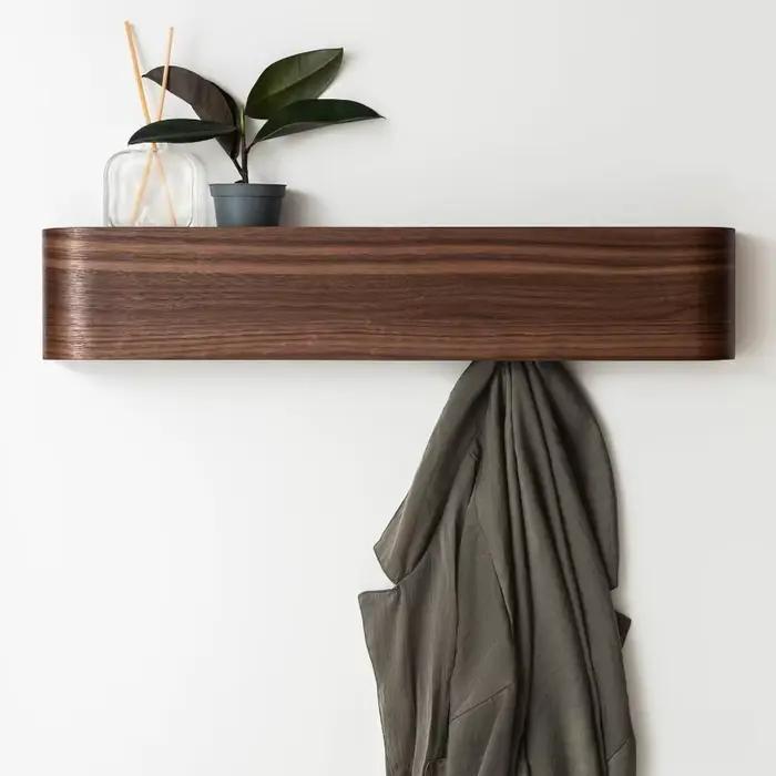 Porte-manteau mural en bois de noyer, moderne et minimaliste, esthétique, pour vêtements, Hall d'ent