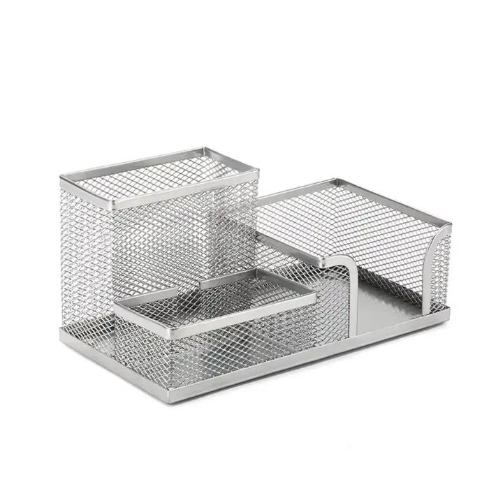 Boîte de rangement en maille métallique noire, 3/4 grilles, organisateur de table de bureau, carte s