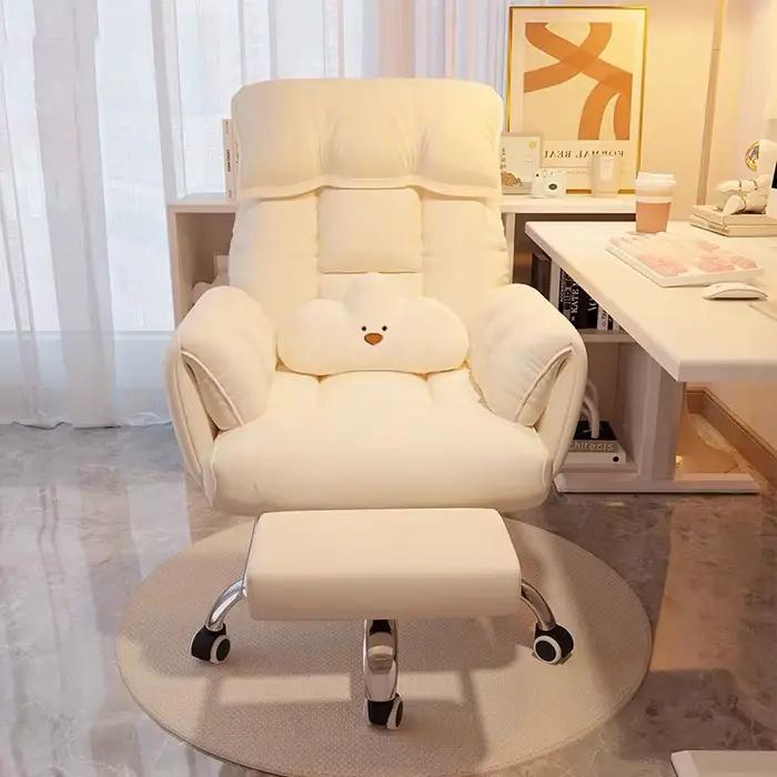 Fauteuil de bureau inclinable pour gaming avec repose-pieds, support lombaire réglable, pivotant, à