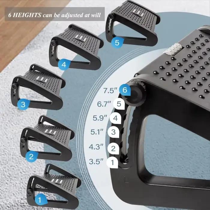 Repose-pieds portable sous le bureau avec hauteur réglable, repose-pieds confortable parfait pour le