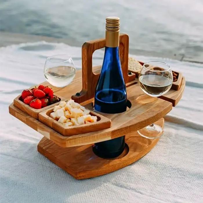 Table pliante Portable en bois, plateau de collation de fruits, pique-nique de Camping, Table à vin,