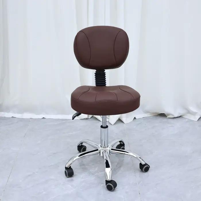 Tabouret de travail ergonomique à roulettes avec dossier, pour technicien ongulaire, barbier et dent