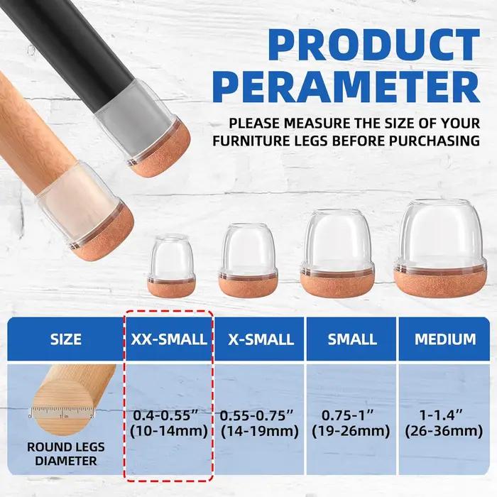 Protecteurs de sol transparents pour pieds de chaise, 8 pièces, avec coussinets en feutre épais, cou