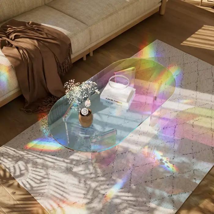 Table basse en acrylique transparent iridescent LUVODI - Table d'appoint incassable pour canapé, sal
