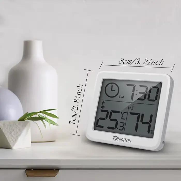 NIDIBOU- Horloge numérique de bureau avec température et humidité, horloges murales pour la maison,