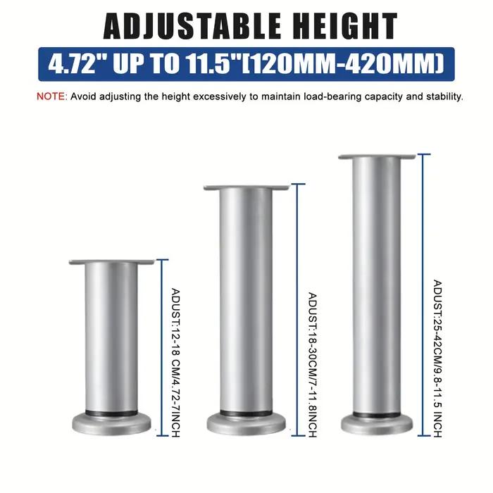 Pieds de meubles réglables robustes – Réglage de la hauteur sans outil (4,72" à 16,5" /12-42 cm), co