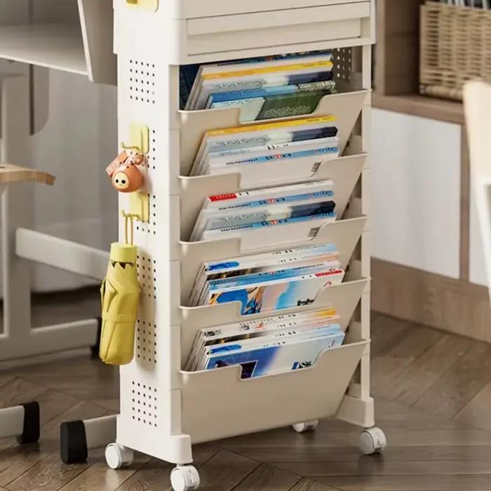 Bibliothèque Mobile à roulettes, organisateur de bureau pour étudiants, support de rangement pour li