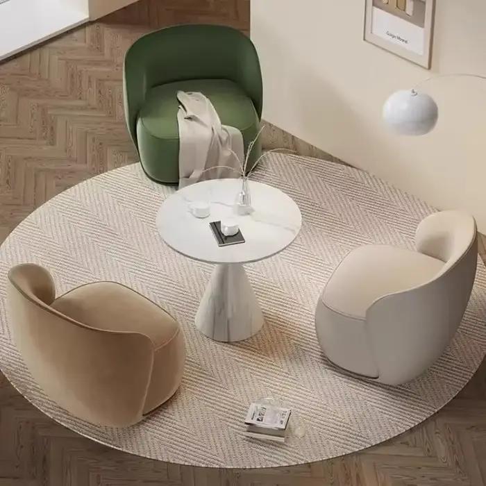 Chaise d'appoint en cuir PU, chaise de Club ronde moderne, fauteuil baril rembourré, canapé simple p