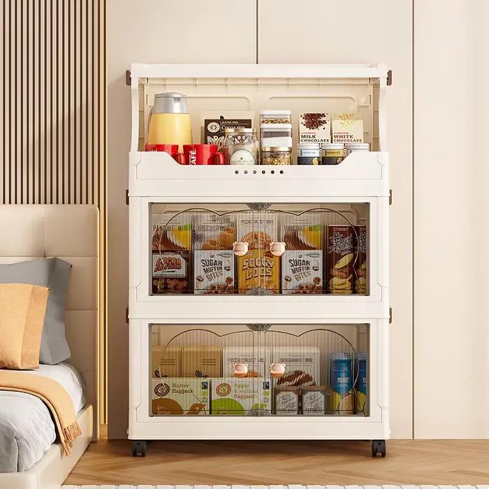 Armoire de rangement pliable - étagère de rangement multi-niveaux pour l'organisation de la cuisine - armoire de rangement pour collations et jouets pour le salon