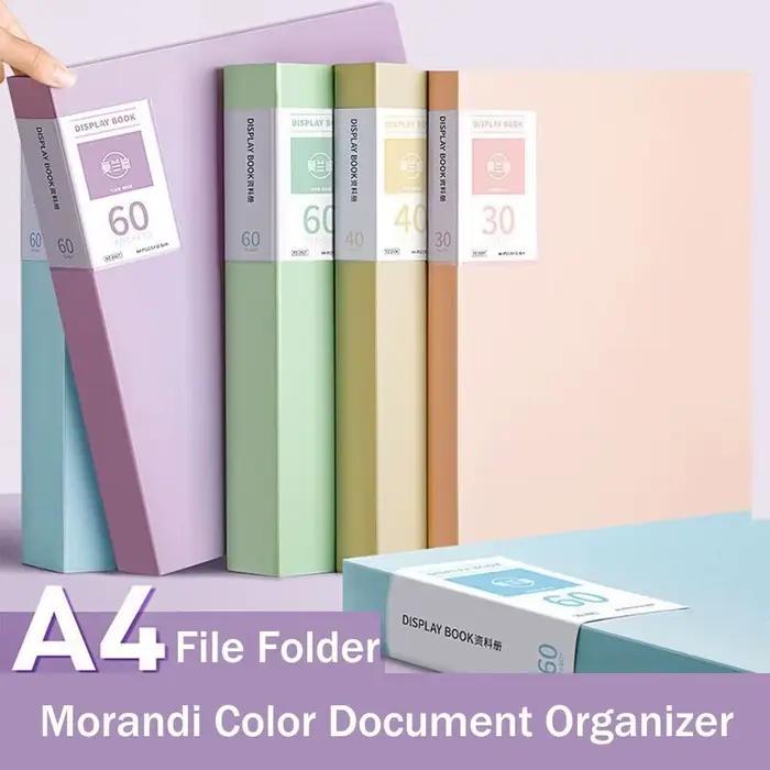 Rangement de bureau A4 organisateur de fichiers multifonctionnel couleur Morandi A4 dossier de papier étanche grande capacité porte-documents