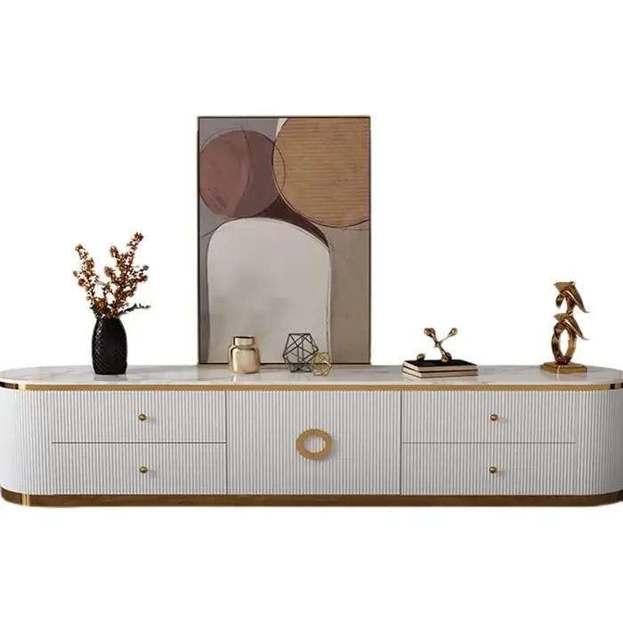 Meuble de salon moderne en bois de pin avec finition en pierre pour support TV et rangement élégant pour femme et homme occasions spéciales