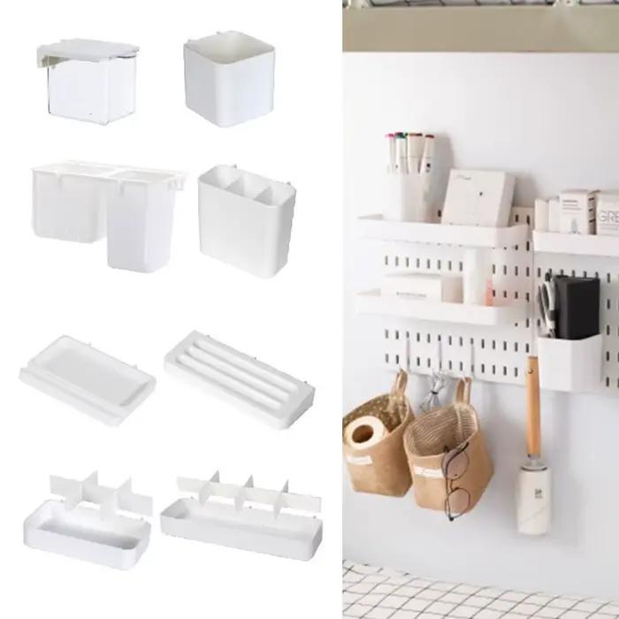 Boîtes de rangement blanches pour panneaux perforés