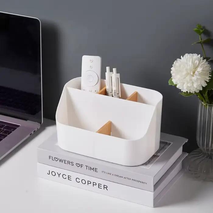 Boîte de rangement multi-grille en plastique prune pour bureau et salon rangement cosmétiques élégant