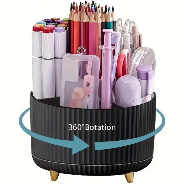 Porte-stylos moderne à 360° en plastique gris foncé rose prune pour bureau école salle de classe occasions spéciales