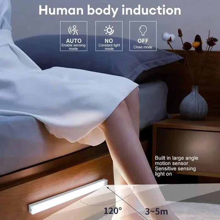 Veilleuse LED avec détecteur de mouvement rechargeable pour escaliers placards allées et barres tubulaires