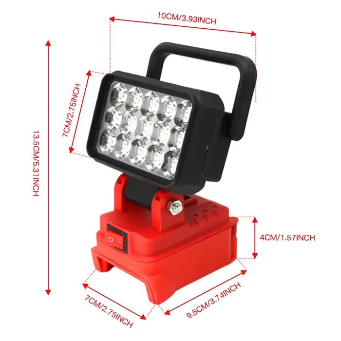 Lampe LED portable sans fil adaptée à la batterie Milwaukee M18