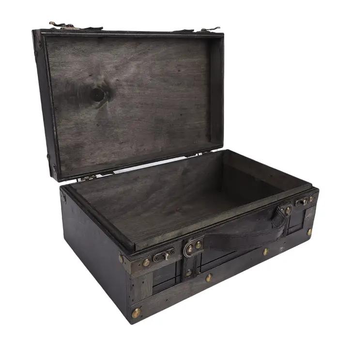 Coffre de rangement en bois vintage avec couvercle valise rétro boîte portable accessoires de photographie d'époque pour intérieur et rangement de photos