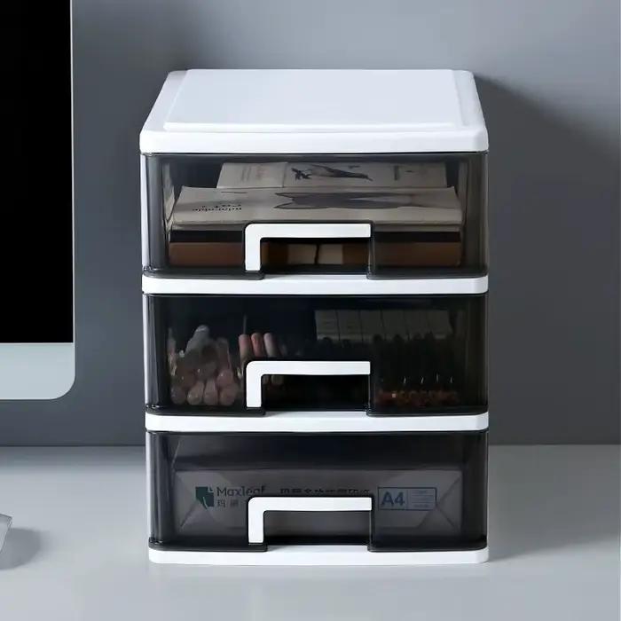 Boîte de rangement en plastique transparent empilable pour étudiant accessoire de maquillage boîte de rangement pour chambre à coucher bureau et armoire organisation de meuble de rangement style américain