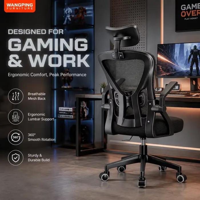 Chaise d'ordinateur, confort d'assise, chaise de bureau, chaise d'étude pour étudiant à domicile, bureau et chaise ergonomiques réglables