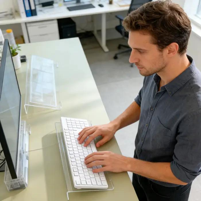 Support de clavier ergonomique en plastique avec base antidérapante et repose-poignet pour bureau, maison, salle d'étude, réception, école, postes de travail et gamers