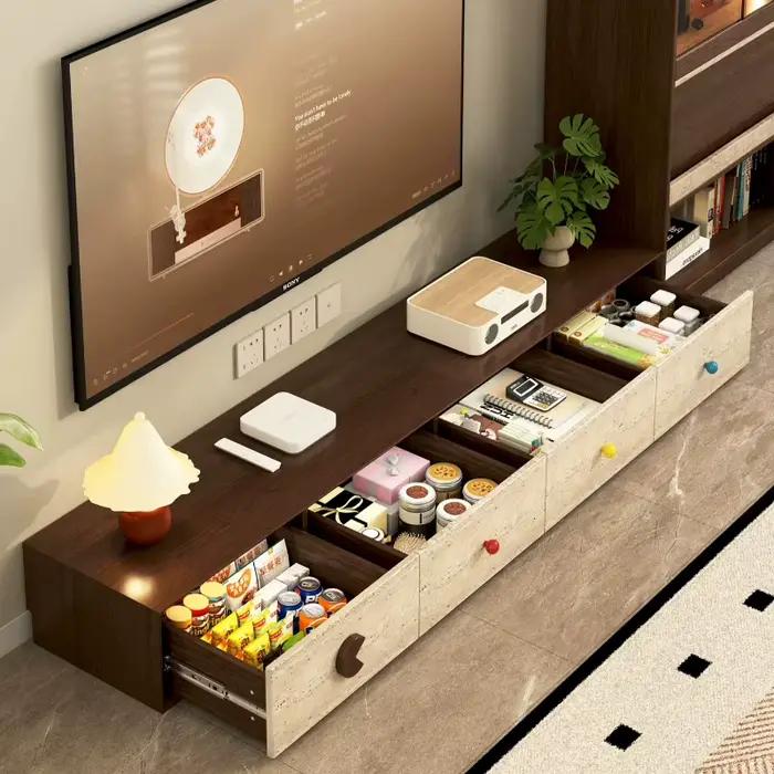 Meuble TV bas de gamme de luxe pour salon, avec rangements, en promotion