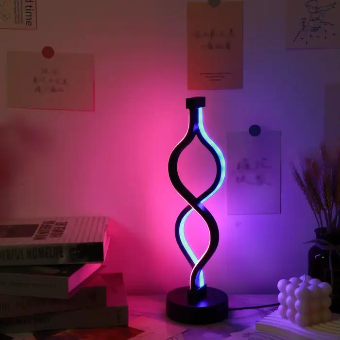 Lampe de bureau USB violette en forme de torsion créative, 1 pièce, décoration