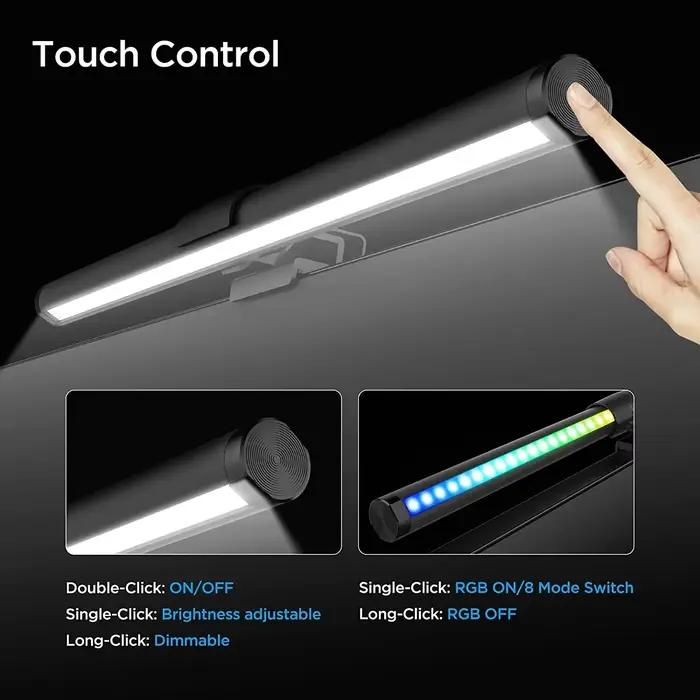Lampe de bureau LED double face pour écran de moniteur barre lumineuse RGB éclairage gradation travail étude lecture jeux ambiance d'ordinateur