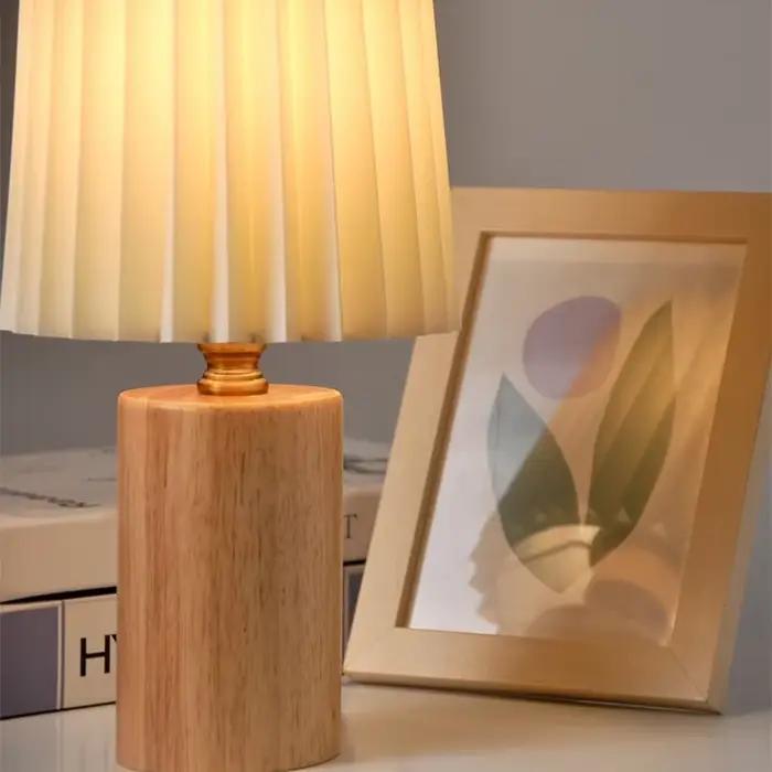 LED lampe de bureau rétro plissé en bois USB pour salon maison chambre chevets atmosphère LED veilleuse décoration