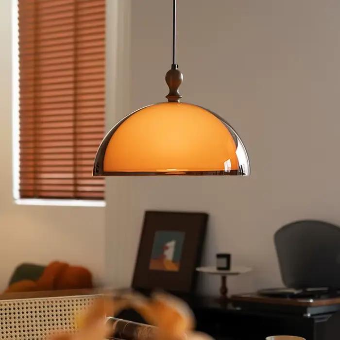 Lampe suspendue vintage Bauhaus orange