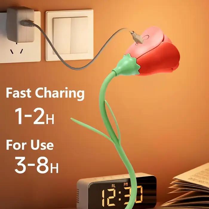Lampe de bureau LED en forme de rose