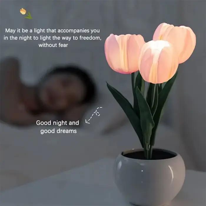 LED tulipe lampe nuit Simulation fleur atmosphère bureau lumière chambre Table décoration