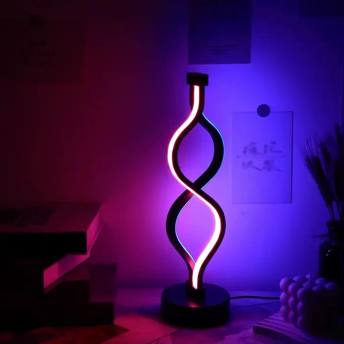 Lampe de bureau USB violette en forme de torsion créative, 1 pièce, décoration