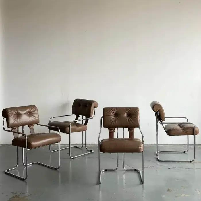 Chaise de bureau vintage en acier inoxydable