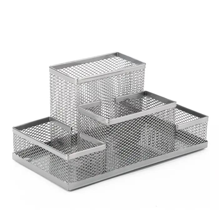 Boîte de rangement en maille métallique noire