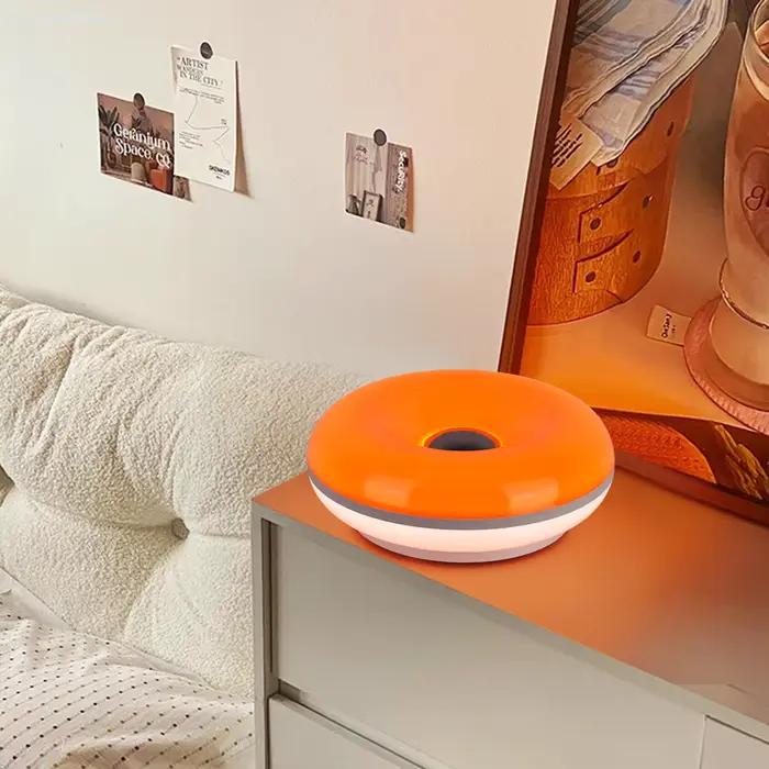 Lampe de Table Beignet Lumière Ambiante Bleu Clair Design Moderne Veilleuse pour Chambre Salon Occasions Spéciales