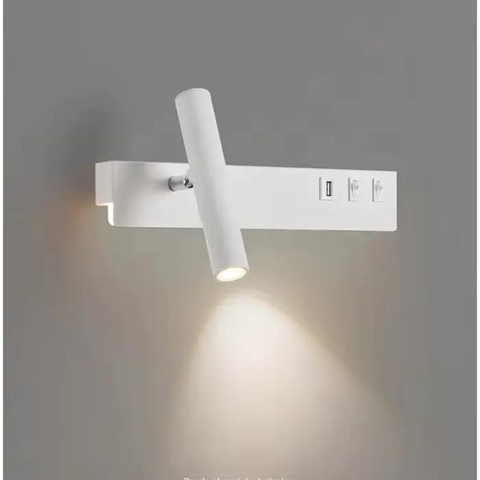 Lampe murale LED de lecture nordique moderne avec interrupteur USB