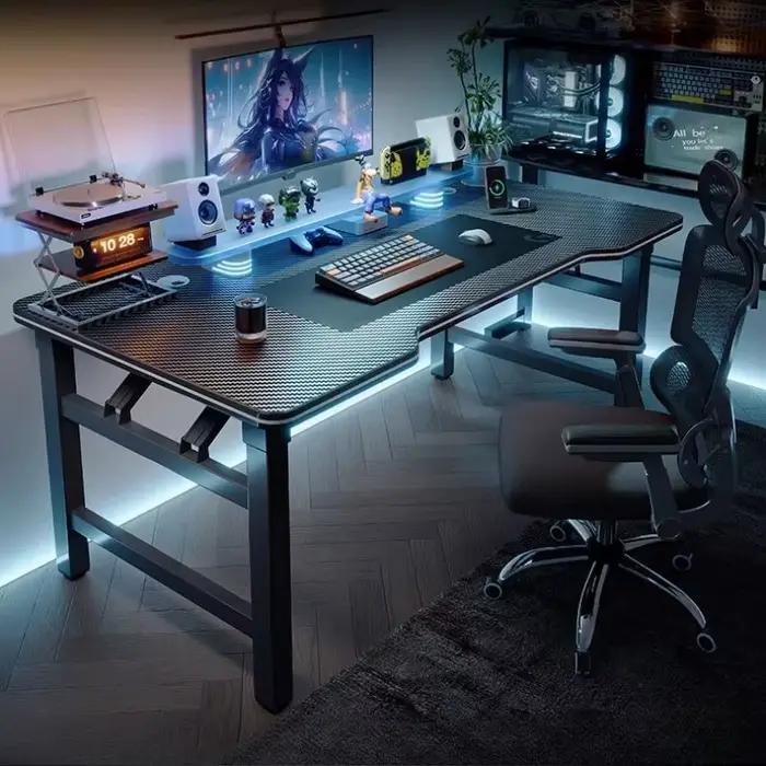 Bureau d'ordinateur pliant moderne lumière design debout
