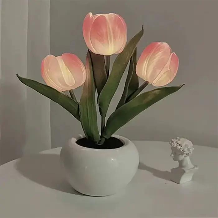 LED tulipe lampe nuit Simulation fleur atmosphère bureau lumière chambre Table décoration