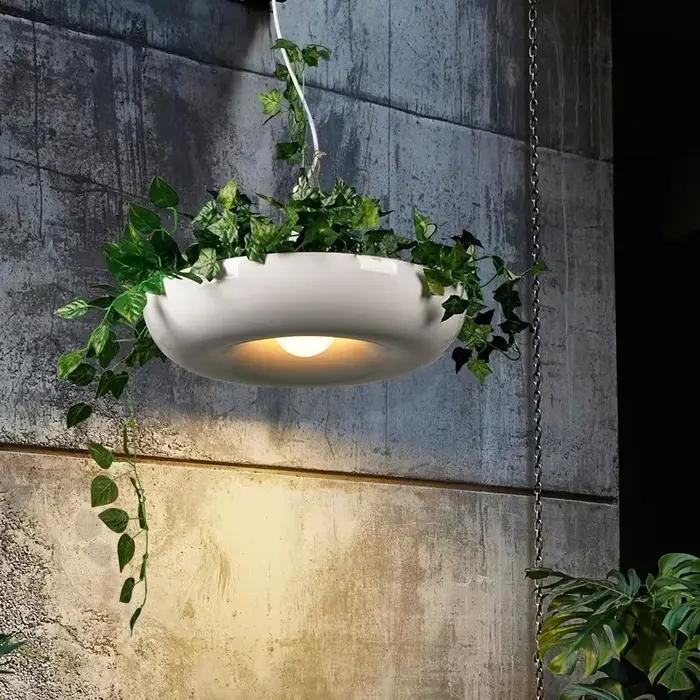 Lampe suspendue en aluminium E27 LED en forme de pot de fleurs