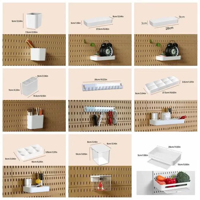 Boîtes de rangement blanches pour panneaux perforés