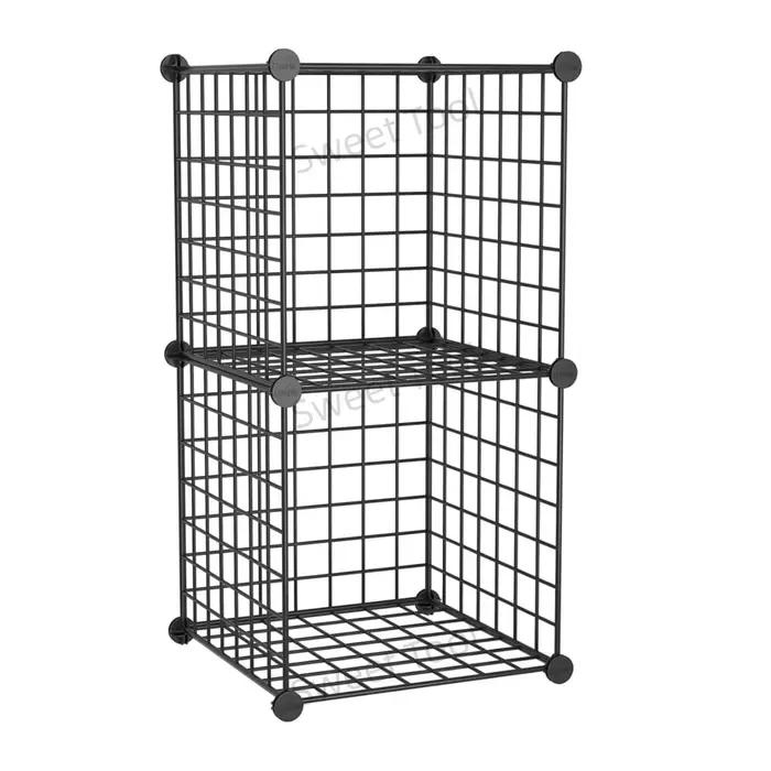 Étagère de rangement modulaire en fil métallique à 2 cubes