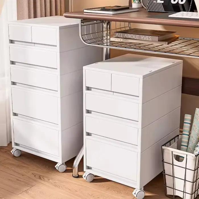 Armoire de rangement mobile sous bureau à tiroirs pour dossiers A4 et fournitures de bureau, organisateur de bureau multicouche avec roulettes, unité de rangement empilable pour espace de travail efficace