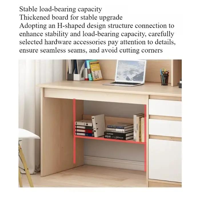 Bureau d'étude moderne avec bibliothèque intégrée pour étudiants et professionnels à domicile chambre à coucher blanc brun ivory yellow army green clear