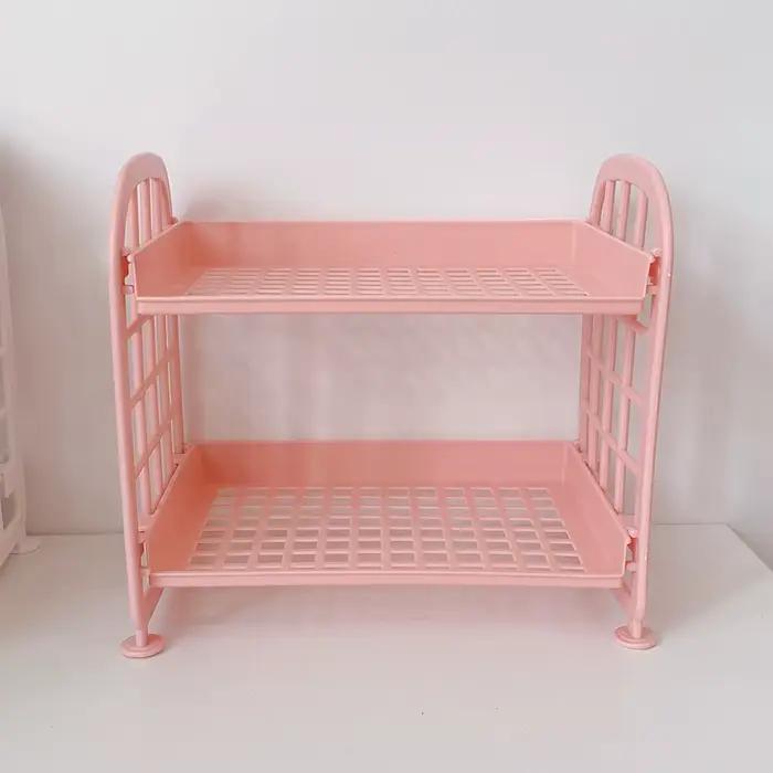 Étagère de bureau à double couche pour rangement de fournitures scolaires et cosmétiques, support pliable, rangement de bureau, organisateur de bureau, accessoire de bureau, étagère de rangement de bureau, étagère de rangement de stationnerie, étagère de rangement de bureau professionnel, étagère de
