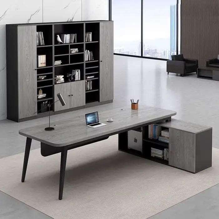 Bureau de direction de luxe en bois avec design moderne pour bureau de taille grande et petite, style vintage, mobilier tendance pour usage professionnel et personnel