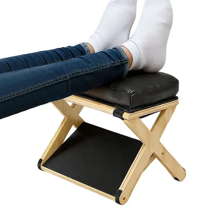 Repose-pieds sous le bureau en bois moderne pour bureau à domicile support ergonomique anti-dérapant pour familles usage quotidien pieds nus relaxation durable