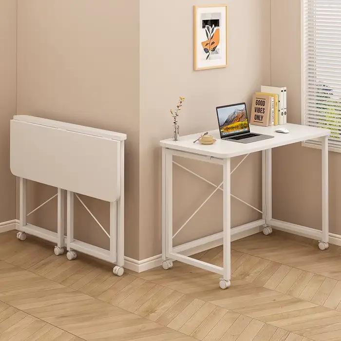 Table pliable rectangulaire en métal pour bureau d'ordinateur et étude à domicile multifonctionnelle